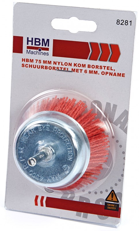 HBM Nylon Kom Borstel 75 mm, Schuurborstel 6 mm Opname voor Metaal
