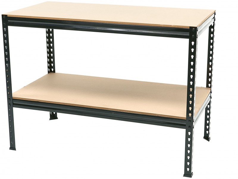 HBM reol 2 x 100 kg, 122 x 61 x 90 cm, 2 hylder, 4 ben.