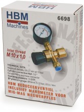 HBM reduceerventiel met manometer voor MIG-MAG wegwerpfles HBM reduceerventiel met manometer voor MIG-MAG wegwerpfles