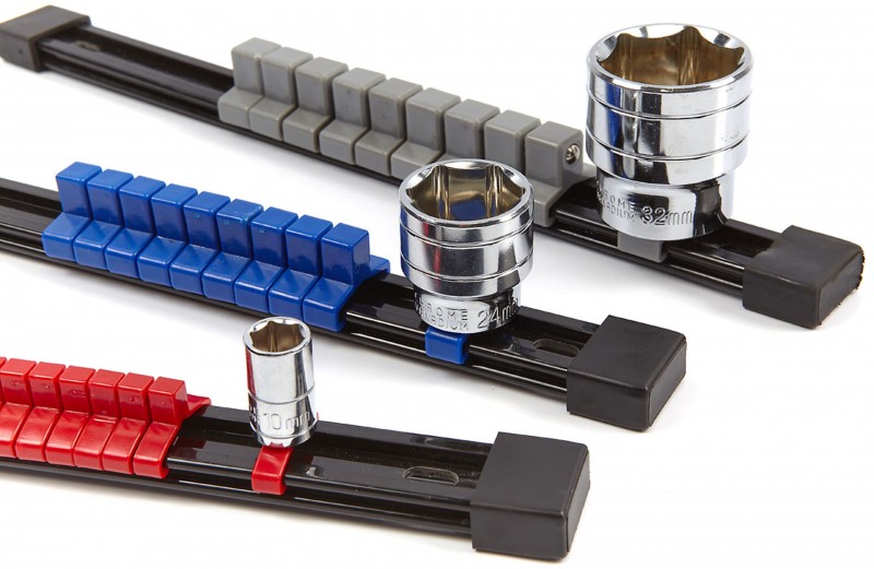 HBM 3-delige doppenrails set voor 1/4, 3/8 en 1/2 dopsleutels - 210, 260 en 310 mm