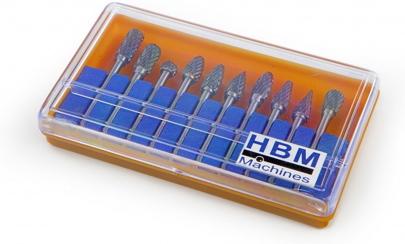 HBM 10-delige HM Frezenset Model 2, 3 mm Opname, Eindmolen voor Aluminium, Metaal en Staal HBM 10-delige HM Frezenset Model 2, 3 mm Opname, Eindmolen voor Aluminium, Metaal en Staal