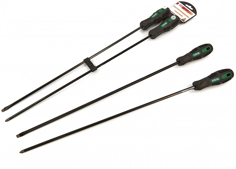 HBM 2-delige schroevendraaierset 450 mm lang, sleufkop en Philips, chromevanadium HBM 2-delige schroevendraaierset 450 mm lang, sleufkop en Philips, chromevanadium