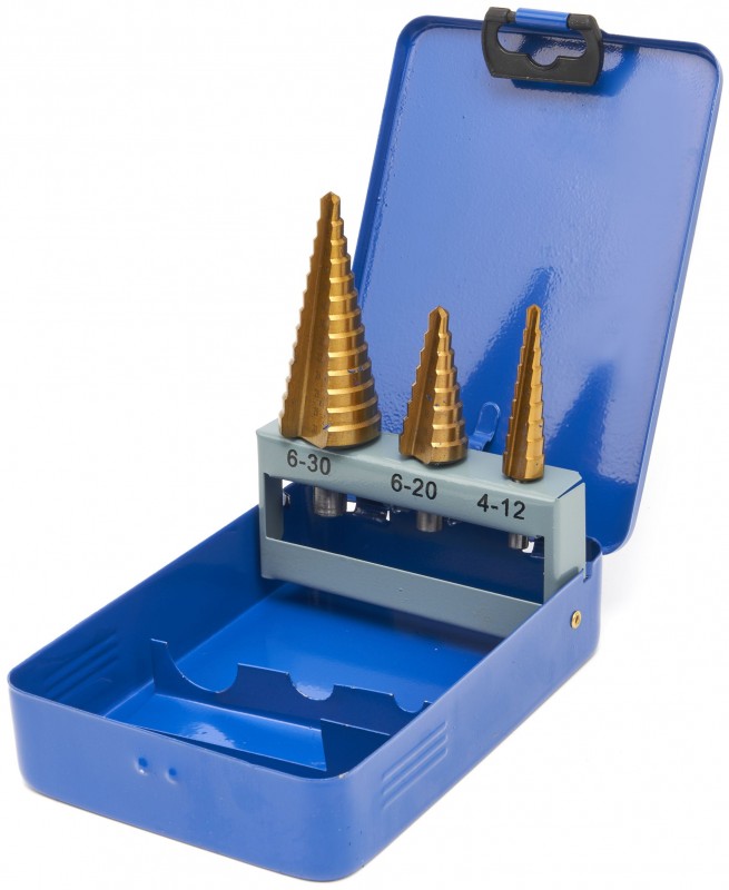 HBM 3-delige HSS TiN gecoate trapboor set voor metaal HBM 3-delige HSS TiN gecoate trapboor set voor metaal