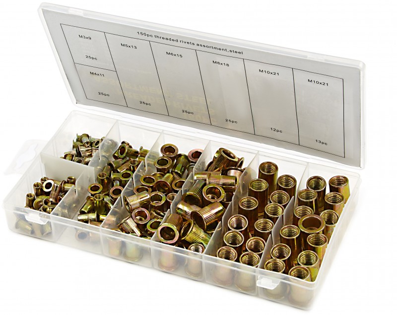 HBM Blindklinkmoeren Assortiment 150-delig Staal 607 g HBM Blindklinkmoeren Assortiment 150-delig Staal 607 g