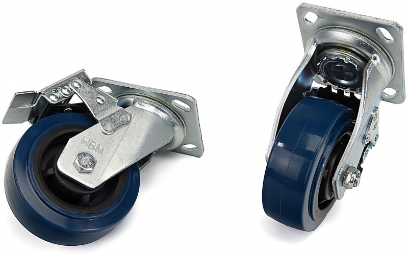 HBM Profi Zwenkwielen met Rem - 4 Stuks, 125 mm, Max. 350 kg