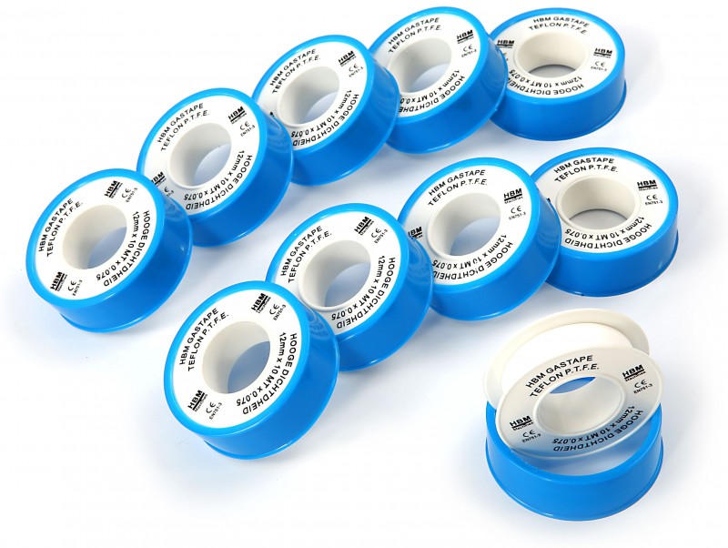 HBM Teflon/Gastape 12x 0,075 mm x 10 m x 0,35 gr - Verpakt per 10 stuks