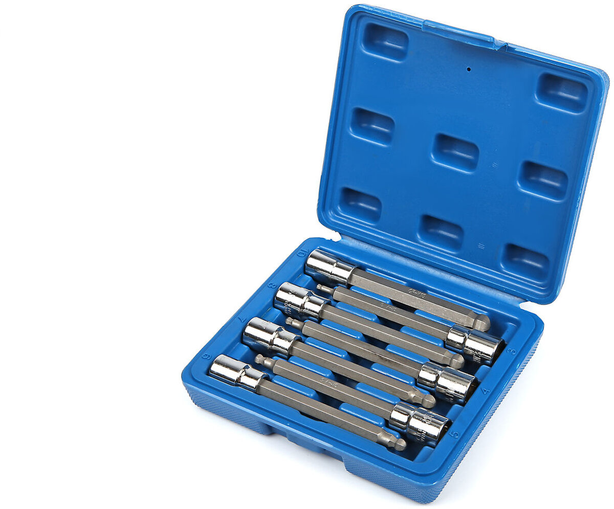 HBM 7 piece profi 3/8 ”long hex socket set 3 - 10 mm with ball head