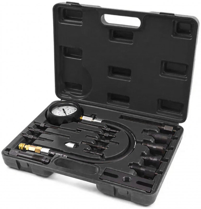 HBM Compressietester voor Dieselmotoren met 36 cm slang en opbergkoffer HBM Compressietester voor Dieselmotoren met 36 cm slang en opbergkoffer
