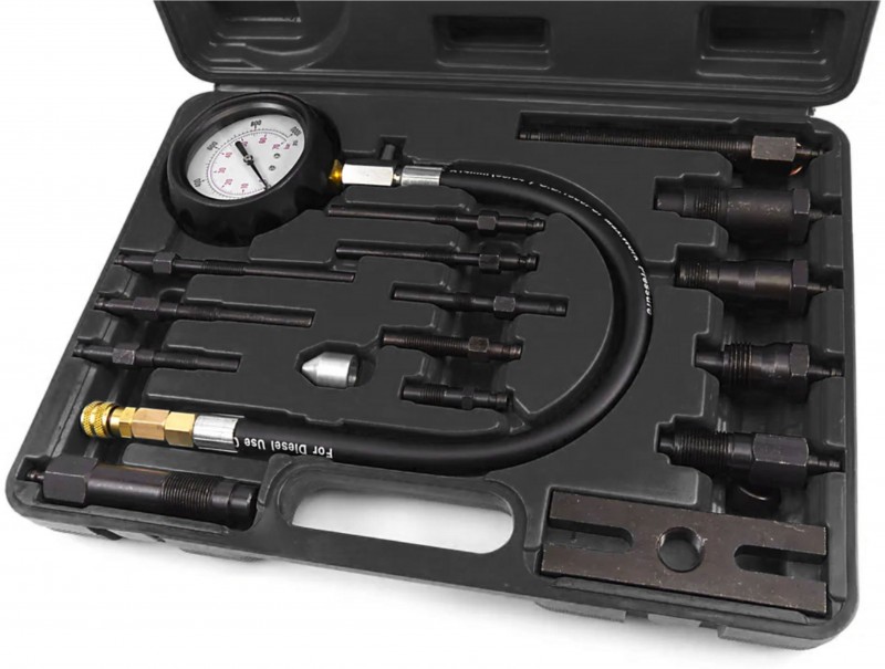 HBM Compressietester voor Dieselmotoren met 36 cm slang en opbergkoffer HBM Compressietester voor Dieselmotoren met 36 cm slang en opbergkoffer