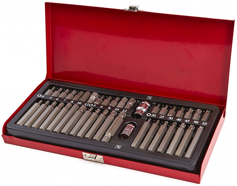 HBM 40-delt Inbus-, Torx- og Veeltand bitssæt med bitholder og opbevaringskuffert.