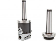 HBM 50 mm MC2 Kotterkop met 5 HM beitels, flycutter, opname 12 mm, millimeterschaal en houten koffer