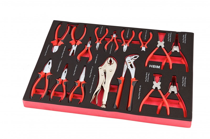 HBM 16-delige tangenset foam inlay voor gereedschapswagen, foam, 39,5 x 54 x 4,5 cm