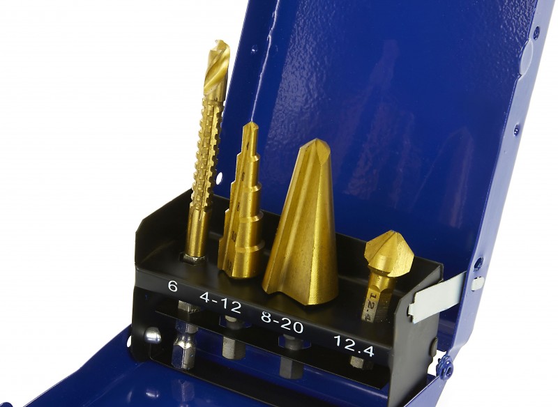HBM 4-delige HSS trapboorset met hex aansluiting voor hout