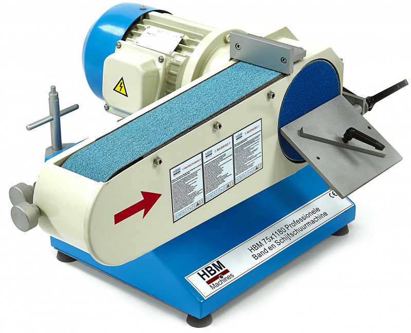 HBM Professionele band- en schijfschuurmachine 75 x 1180, 150 mm, 230 V, voor metaal