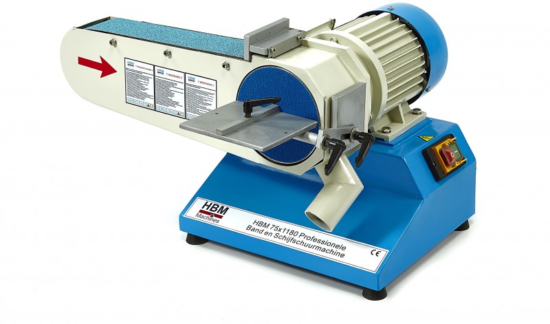 HBM Professionele band- en schijfschuurmachine 75 x 1180, 150 mm, 230 V, voor metaal