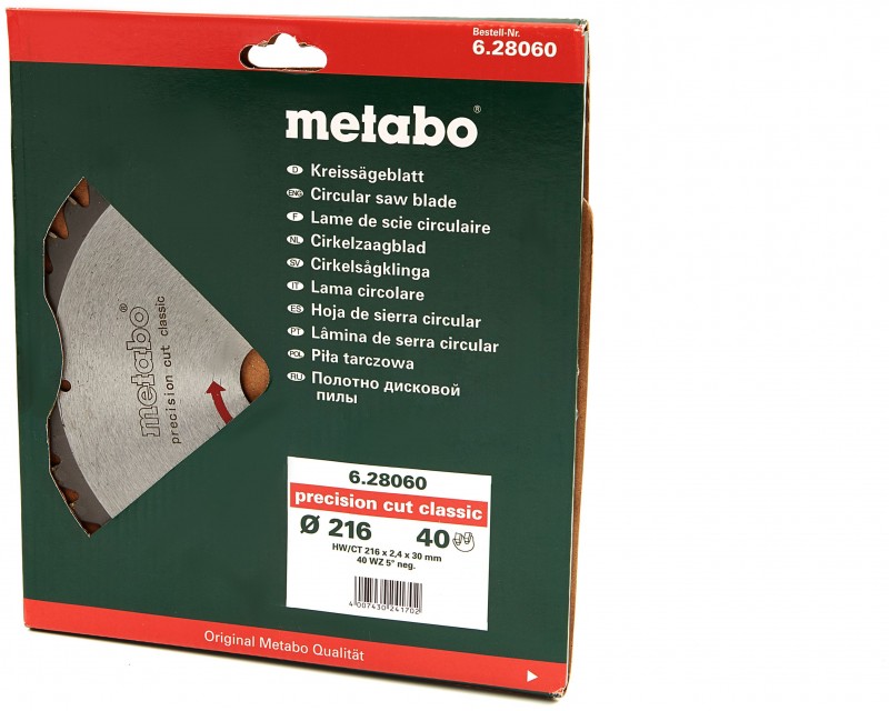 Metabo zaagblad voor hout 216 x 2,4 x 30 mm 40T verstekzaag