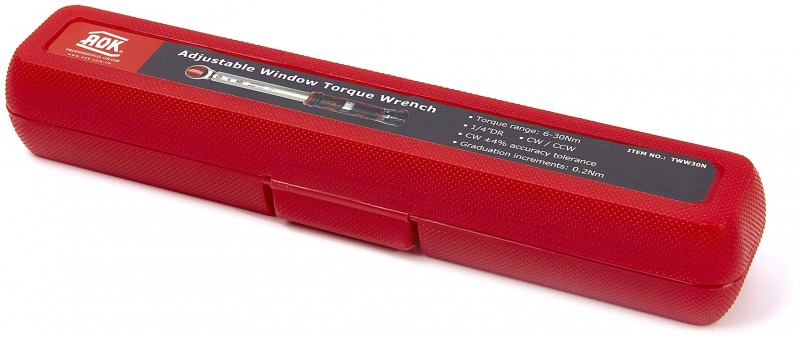 AOK 1/4 inch momentsleutel 6-30 Nm, 25 cm, nauwkeurigheid 4%, inclusief opbergkoffer AOK 1/4 inch momentsleutel 6-30 Nm, 25 cm, nauwkeurigheid 4%, inclusief opbergkoffer