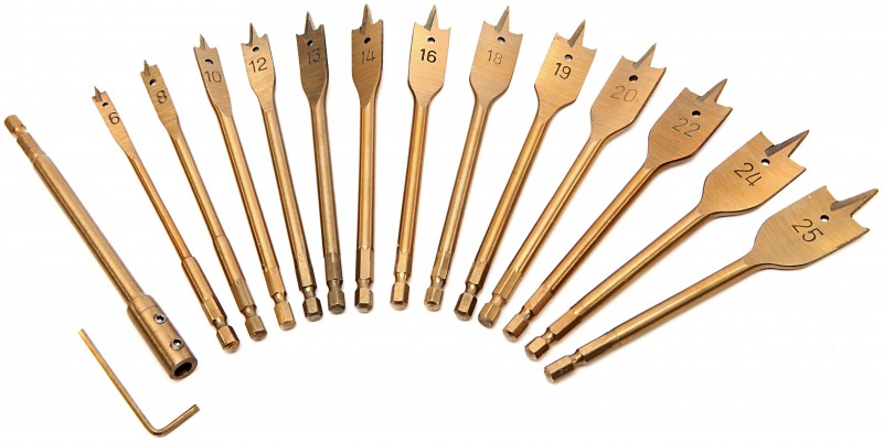 HBM 13-delige speedborenset 6-25 mm HSS 150 mm voor hout met opbergkoffer HBM 13-delige speedborenset 6-25 mm HSS 150 mm voor hout met opbergkoffer