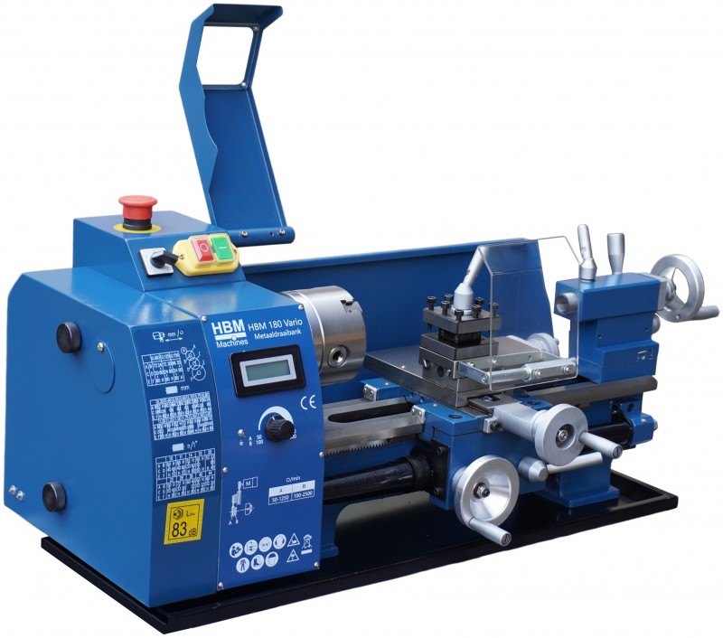 HBM mini metaaldraaibank 180 x 300 vario, 600W, 230V, draaidiameter 180 mm, afstand tussen centers 300 mm HBM mini metaaldraaibank 180 x 300 vario, 600W, 230V, draaidiameter 180 mm, afstand tussen centers 300 mm