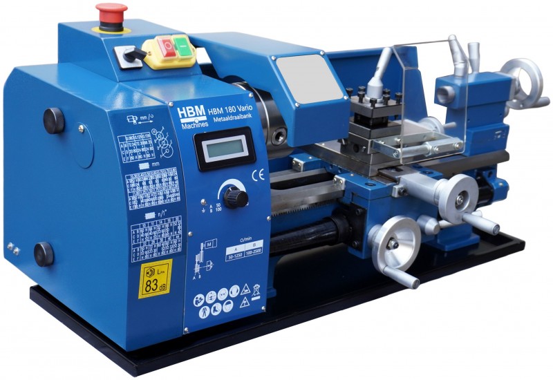 HBM mini metaaldraaibank 180 x 300 vario, 600W, 230V, draaidiameter 180 mm, afstand tussen centers 300 mm HBM mini metaaldraaibank 180 x 300 vario, 600W, 230V, draaidiameter 180 mm, afstand tussen centers 300 mm