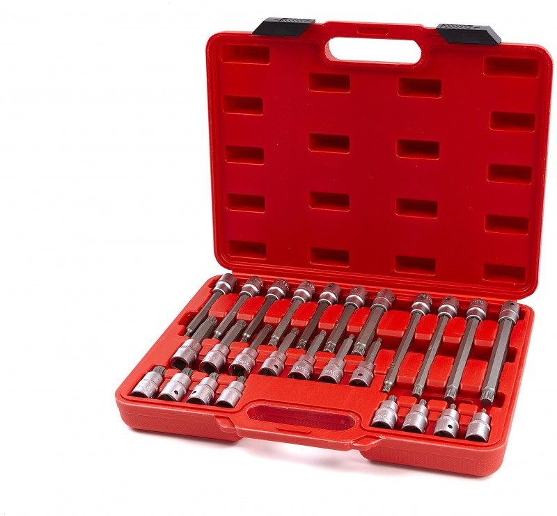 HBM 1/2 inch Spline Veeltand Doppensæt 26-delt med Opbevaringskuffert.