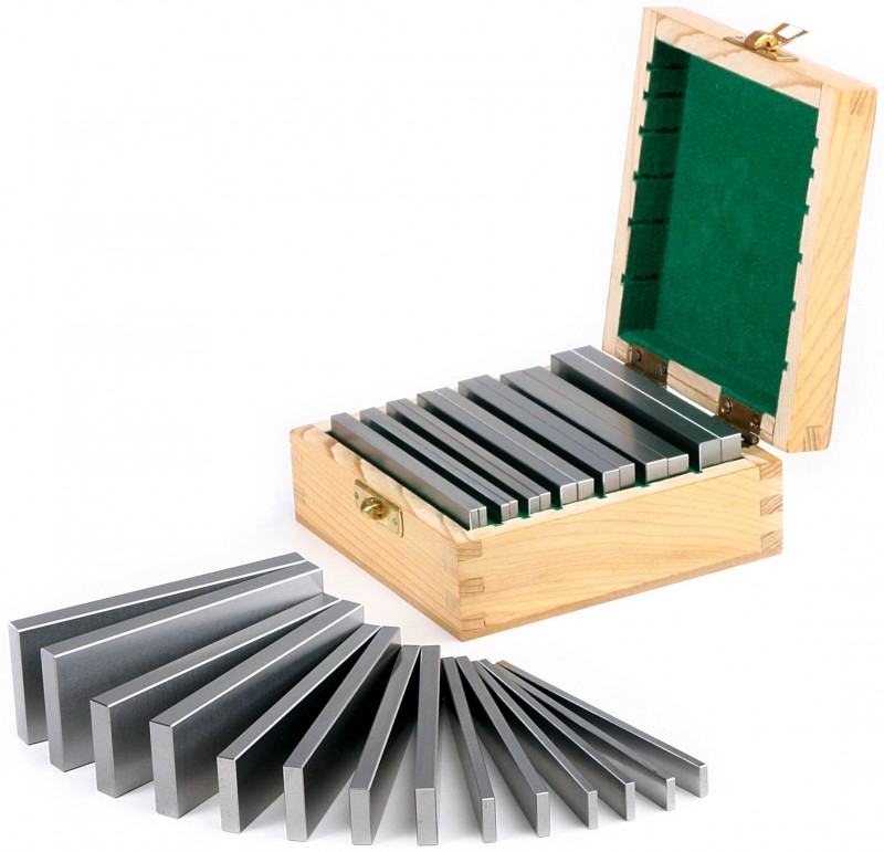 HBM 7-delige parallelset Model 1, 0,005 mm tolerantie, voor metaal en hout, met houten opbergkoffer