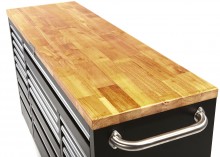 HBM verrijdbare gereedschapswagen met houten werkblad 146 cm zwart 20 laden 750 kg