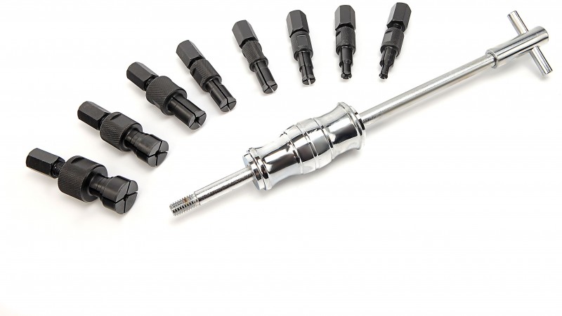 HBM 9-delige binnenlager trekkerset met slagtrekker, opbergkoffer, rood