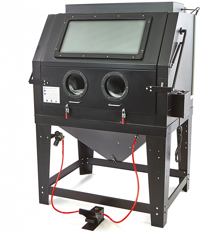 HBM SBC 990 Straalcabine met Afzuiging, Matzwart, 8 Bar, 350 l/min, 124 x 133 x 177 cm