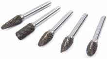 HBM volhardmetalen frezenset 5-delig, 6 mm opname, eindmolen voor aluminium, messing, koper, metaal, rvs en staal
