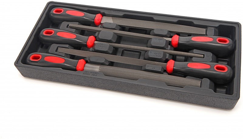 HBM 5-delige metaalvijlenset inlay voor gereedschapswagen - 385 x 170 x 40 mm