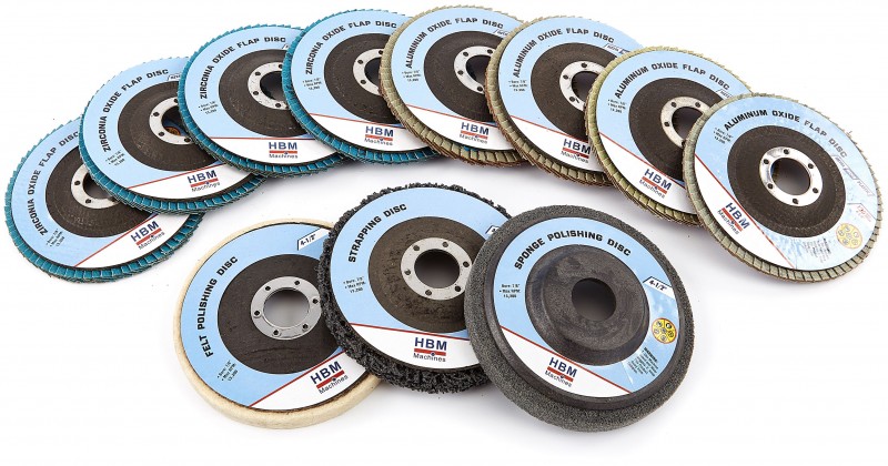 HBM 11-delt Slibe-, Slibe- og Polersæt til Vinkelsliber - Aluminium, Metal, Plast, RVS, Træ HBM 11-delt Slibe-, Slibe- og Polersæt til Vinkelsliber - Aluminium, Metal, Plast, RVS, Træ