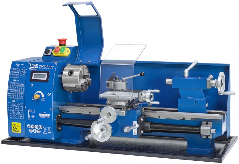 HBM mini metaaldraaibank 210 x 400 vario 600W 230V 2500 rpm 400 mm centers 210 mm draaidiameter