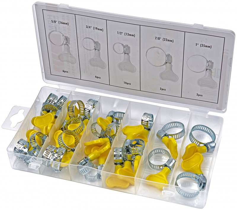 HBM 26-delig Slangklem Assortiment met Hendel voor Gereedschapswand