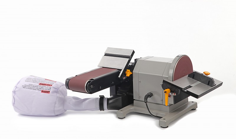 HBM 200 bånd- og skiveslibemaskine 500 W 230 V kan vippes 45° støvopsamlingspose træ 2850 rpm
