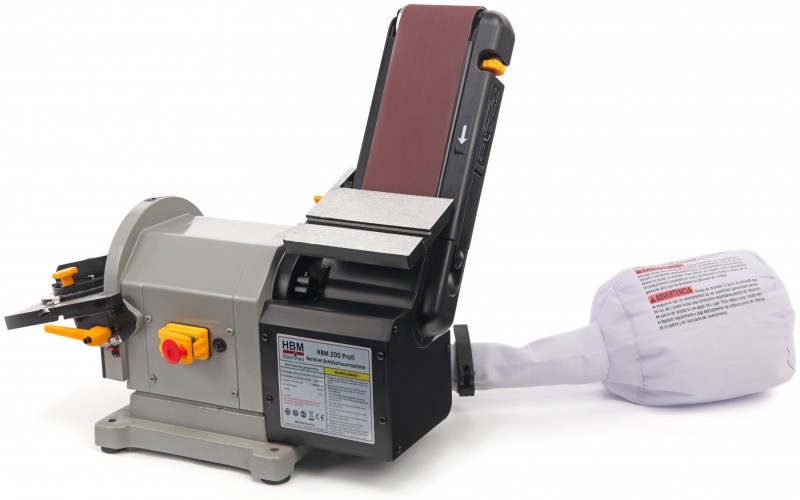 HBM 200 bånd- og skiveslibemaskine 500 W 230 V kan vippes 45° støvopsamlingspose træ 2850 rpm