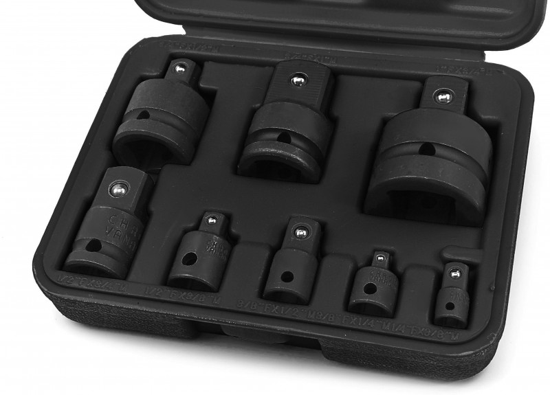 HBM 8-delige kracht adapterset chromevanadium ratelsleutel set