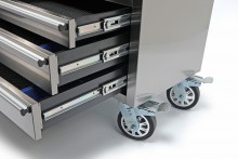 HBM gereedschapswagen 122 cm met houten werkblad, 7 lades, slot, RVS