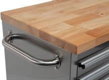 HBM gereedschapswagen 122 cm met houten werkblad, 7 lades, slot, RVS