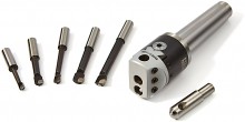 HBM 50 mm MC4 borehoved med 5 mejsler og flycutter, skalainddeling i millimeter.
