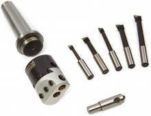 HBM 50 mm MC4 borehoved med 5 mejsler og flycutter, skalainddeling i millimeter.