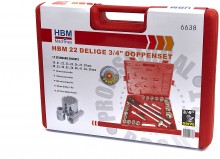HBM 22-delt 3/4 inch topnøglesæt HBM 22-delt 3/4 inch topnøglesæt