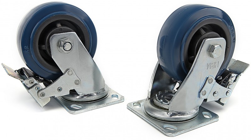 HBM Profi Zwenkwielen met Rem - 4 Stuks, 125 mm, Max. 350 kg