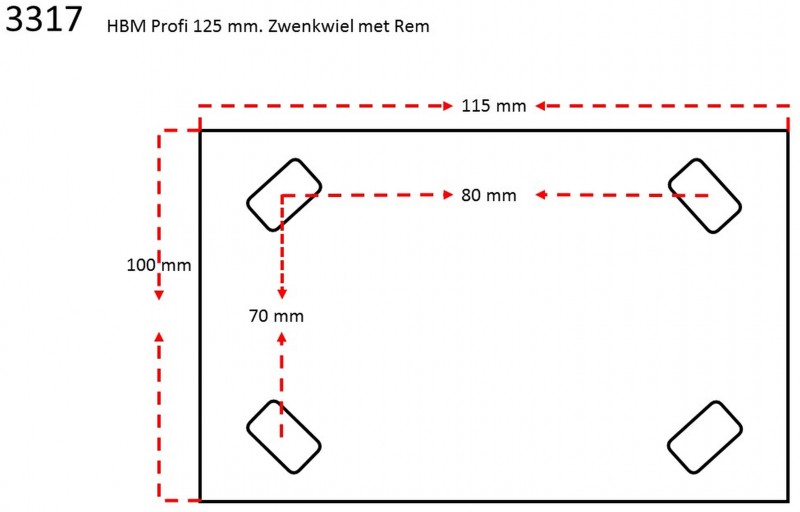 HBM Profi svinghjul med bremse - 4 stk, 125 mm, max. 350 kg. HBM Profi svinghjul med bremse - 4 stk, 125 mm, max. 350 kg.