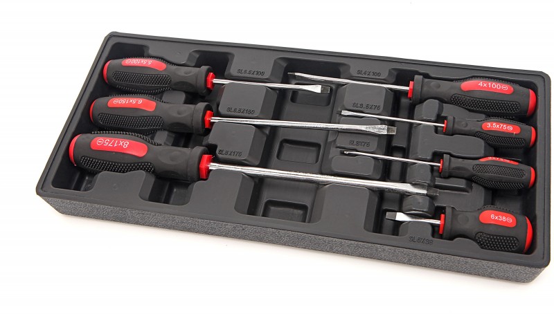 HBM 7-delige platte schroevendraaierset inlay gevuld 385 x 170 x 40 mm