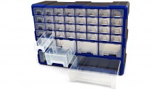 HBM 38 Skuffer Skuffekabinet Assortimentskab Opbevaringssystem, Plast, Blå, 16 x 37 x 52 cm. HBM 38 Skuffer Skuffekabinet Assortimentskab Opbevaringssystem, Plast, Blå, 16 x 37 x 52 cm.