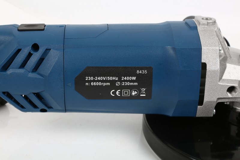 HBM 230 mm Profi Vinkelsliber 2400 W med Drejeligt Håndtag, M14, 6600 rpm til Metal.