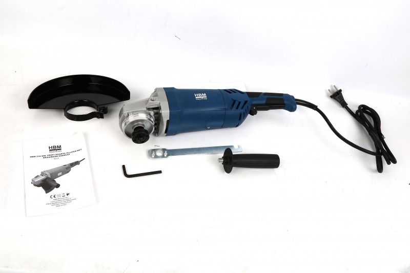 HBM 230 mm Profi Vinkelsliber 2400 W med Drejeligt Håndtag, M14, 6600 rpm til Metal.