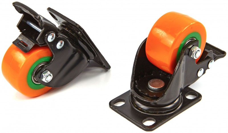 HBM zwenkwiel met voetplaat en rem 50 mm 80 kg 4 stuks 25 mm