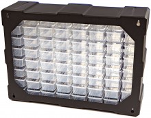HBM ladenkast 64 laden, assortimentskast, opbergsysteem, kunststof, blauw, 16 x 37 x 52 cm